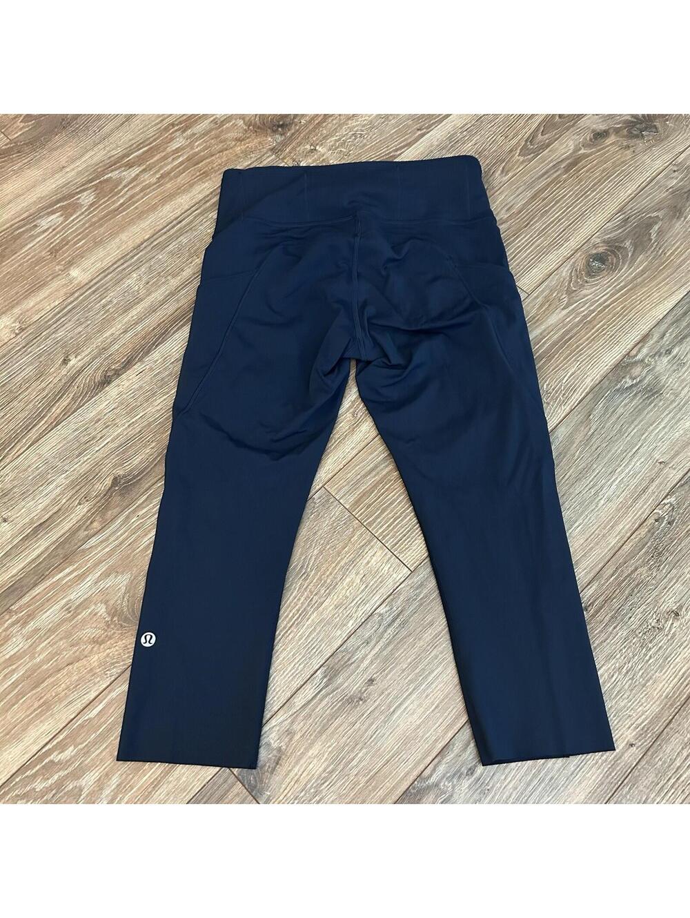 Lululemon Fast and Free Crop II 19" Indigo Blue Athletic Running Leggings Sz 6